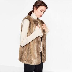 Zara Brown Faux Fur Vest